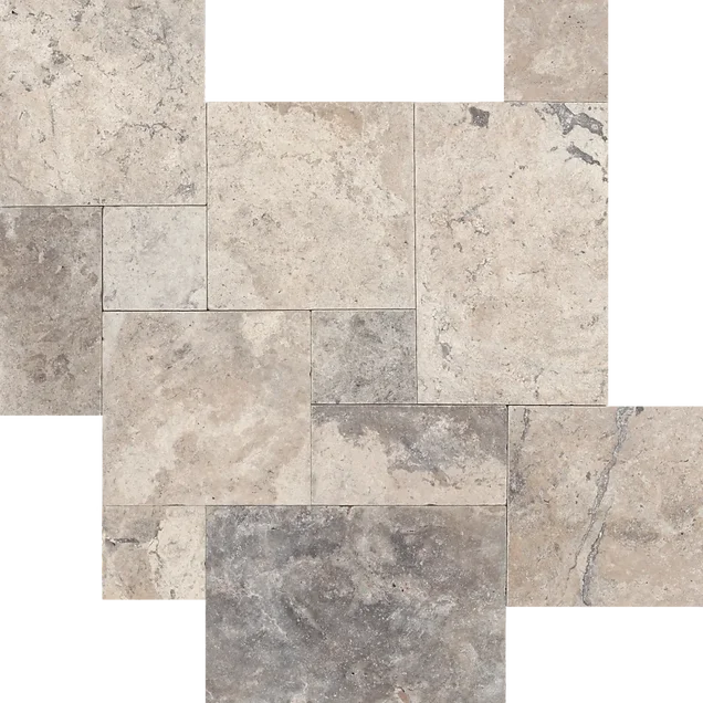 Silver Premium Tumbled Travertine Pavers